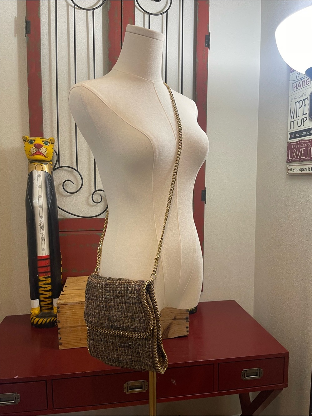 Stella McCartney Falabella Woven Tweed Crossbody Bag - Gold Hardware - Picture 3 of 11